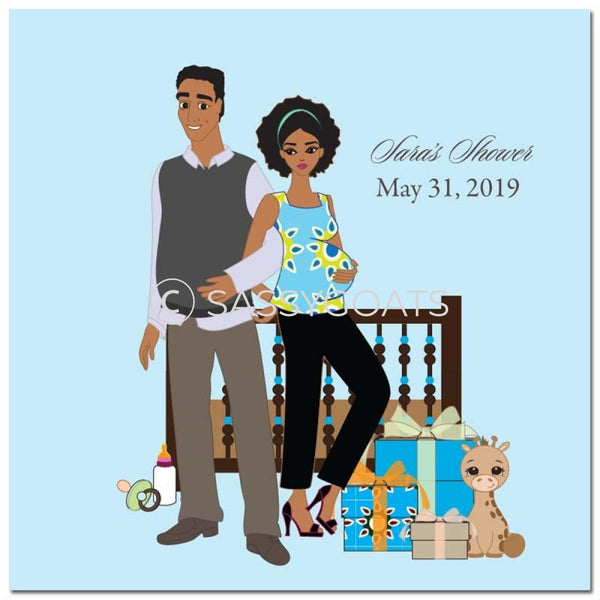 Baby Shower Party And Gift Stickers - Back To African American