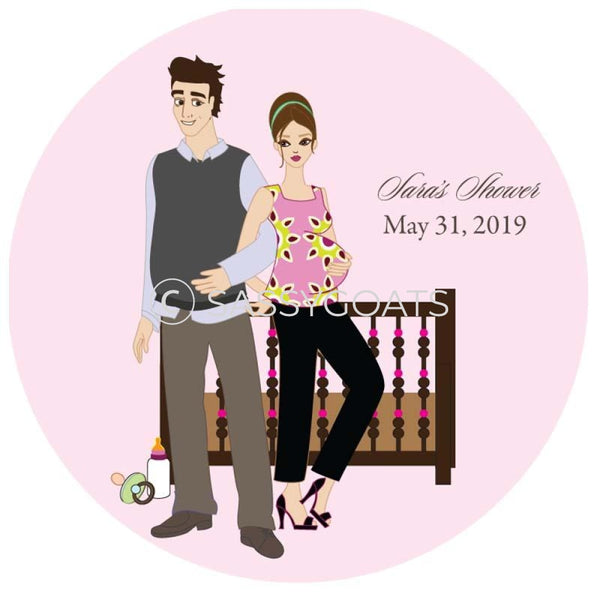 Baby Shower Party And Gift Stickers - Back To Brunette