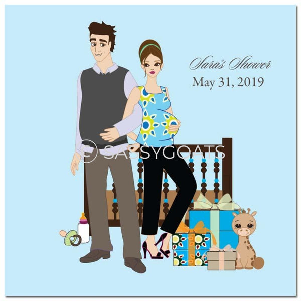 Baby Shower Party And Gift Stickers - Back To Brunette