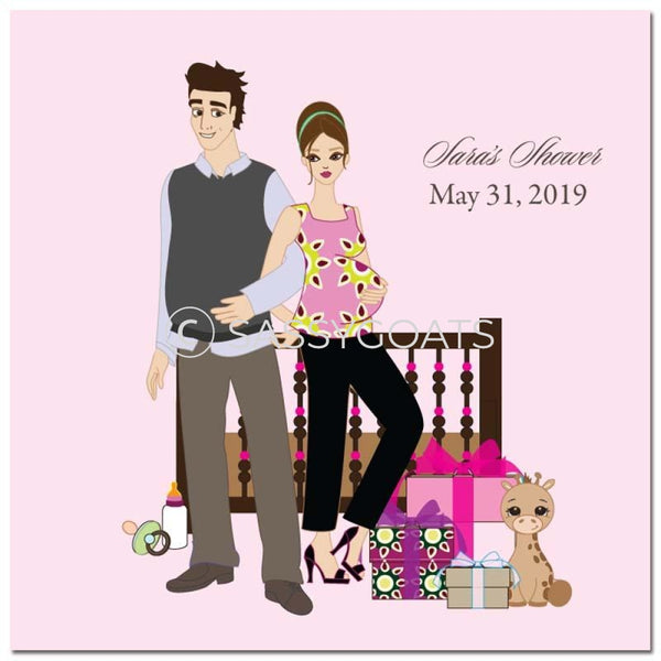 Baby Shower Party And Gift Stickers - Back To Brunette