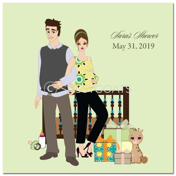 Baby Shower Party And Gift Stickers - Back To Brunette