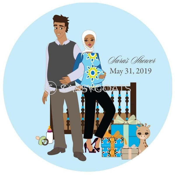 Baby Shower Party And Gift Stickers - Back To Headscarf Hijab