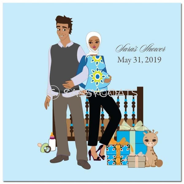 Baby Shower Party And Gift Stickers - Back To Headscarf Hijab
