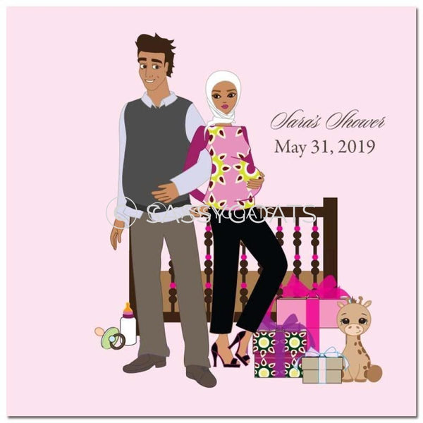 Baby Shower Party And Gift Stickers - Back To Headscarf Hijab