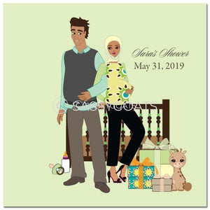 Baby Shower Party And Gift Stickers - Back To Headscarf Hijab