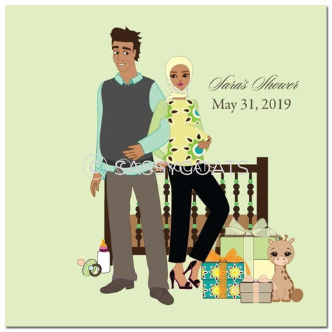 Baby Shower Party And Gift Stickers - Back To Headscarf Hijab