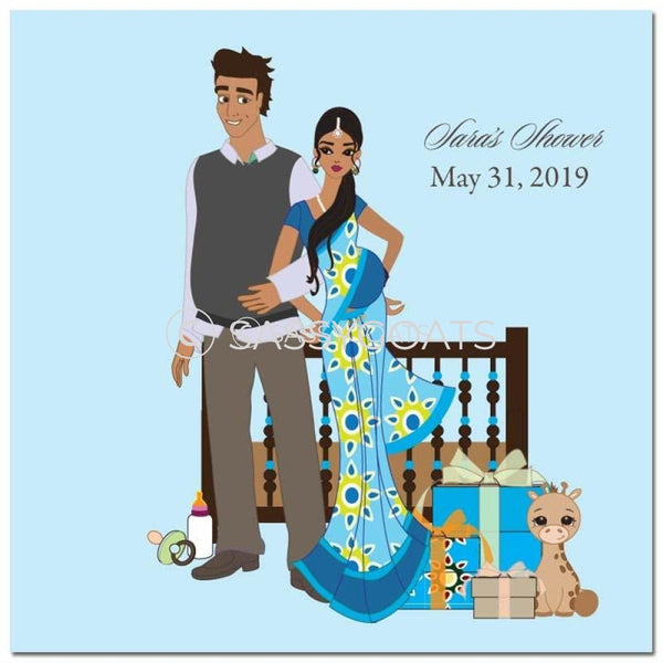 Baby Shower Party And Gift Stickers - Back To South Asian
