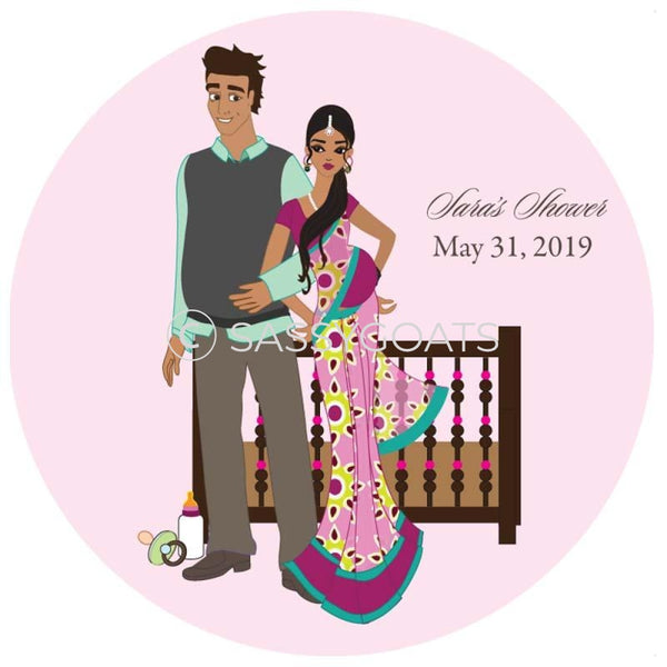 Baby Shower Party And Gift Stickers - Back To South Asian