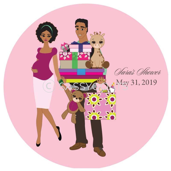 Baby Shower Party And Gift Stickers - Bounty African American