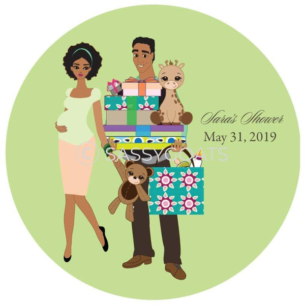 Baby Shower Party And Gift Stickers - Bounty African American