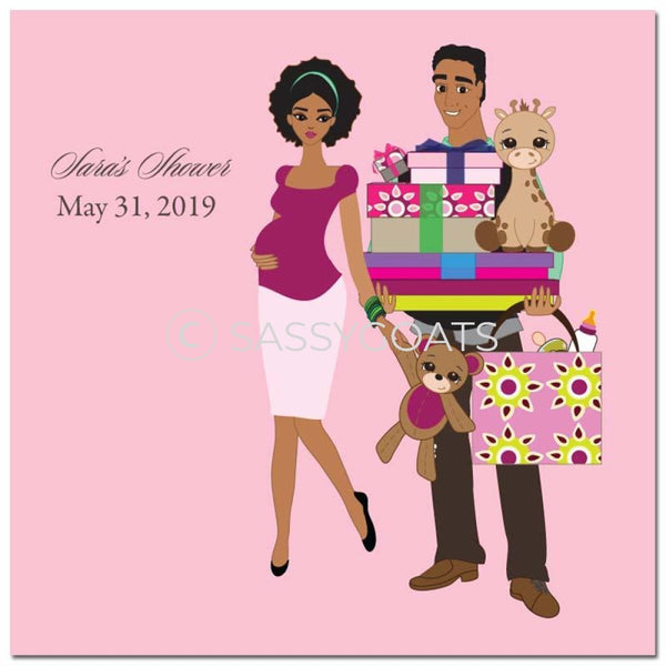 Baby Shower Party And Gift Stickers - Bounty African American