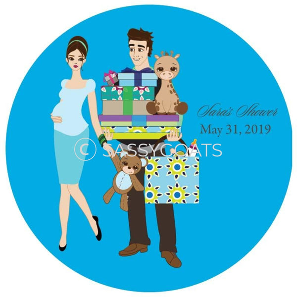 Baby Shower Party And Gift Stickers - Bounty Brunette