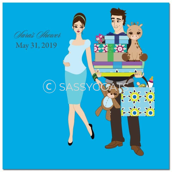Baby Shower Party And Gift Stickers - Bounty Brunette