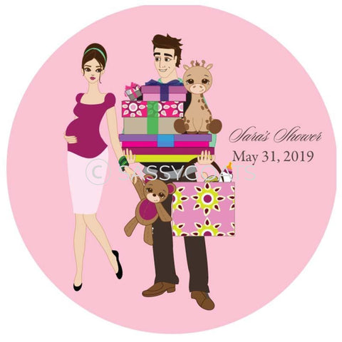 Baby Shower Party And Gift Stickers - Bounty Brunette