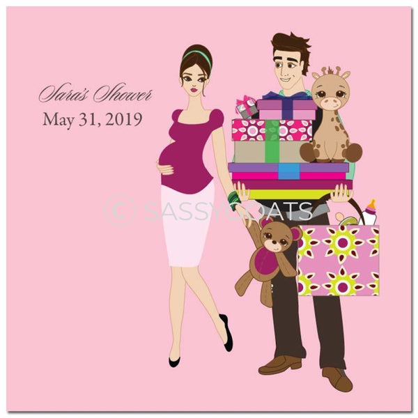Baby Shower Party And Gift Stickers - Bounty Brunette