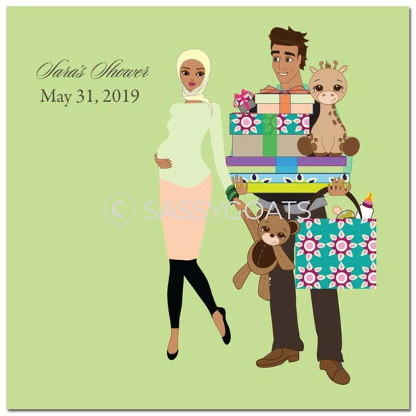 Baby Shower Party And Gift Stickers - Bounty Headscarf Hijab