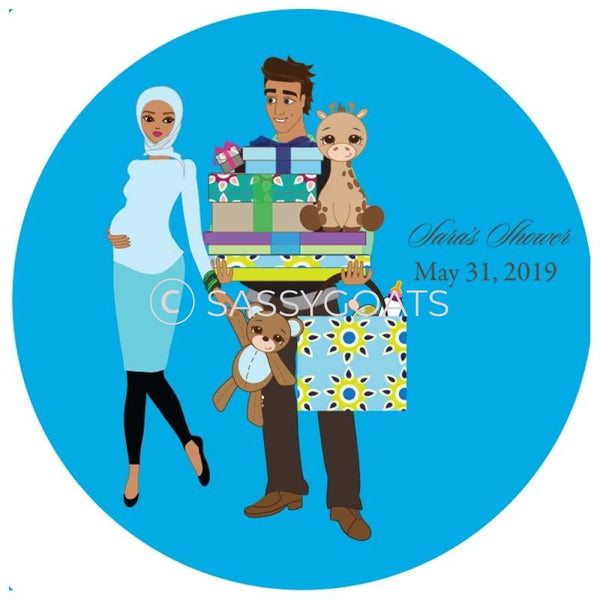 Baby Shower Party And Gift Stickers - Bounty Headscarf Hijab