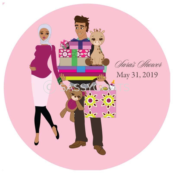 Baby Shower Party And Gift Stickers - Bounty Headscarf Hijab