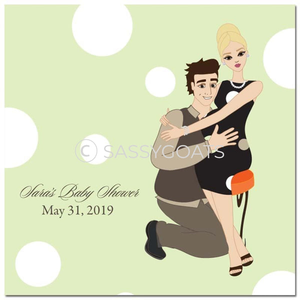 Baby Shower Party And Gift Stickers - Couple Hugs Blonde