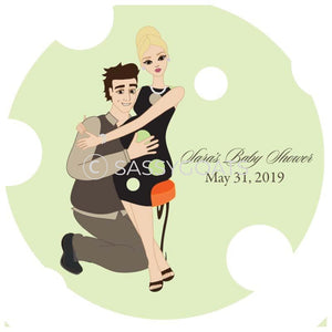 Baby Shower Party And Gift Stickers - Couple Hugs Blonde