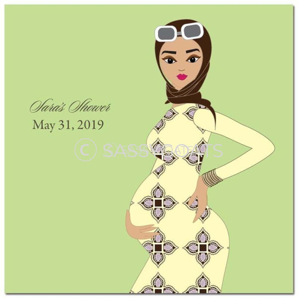 Baby Shower Party And Gift Stickers - Dining Diva Headscarf Hijab