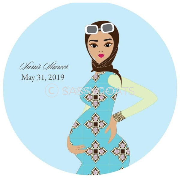 Baby Shower Party And Gift Stickers - Dining Diva Headscarf Hijab