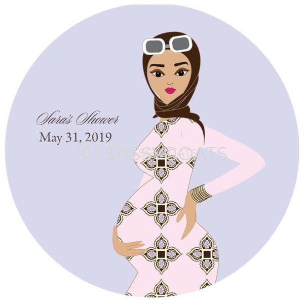 Baby Shower Party And Gift Stickers - Dining Diva Headscarf Hijab