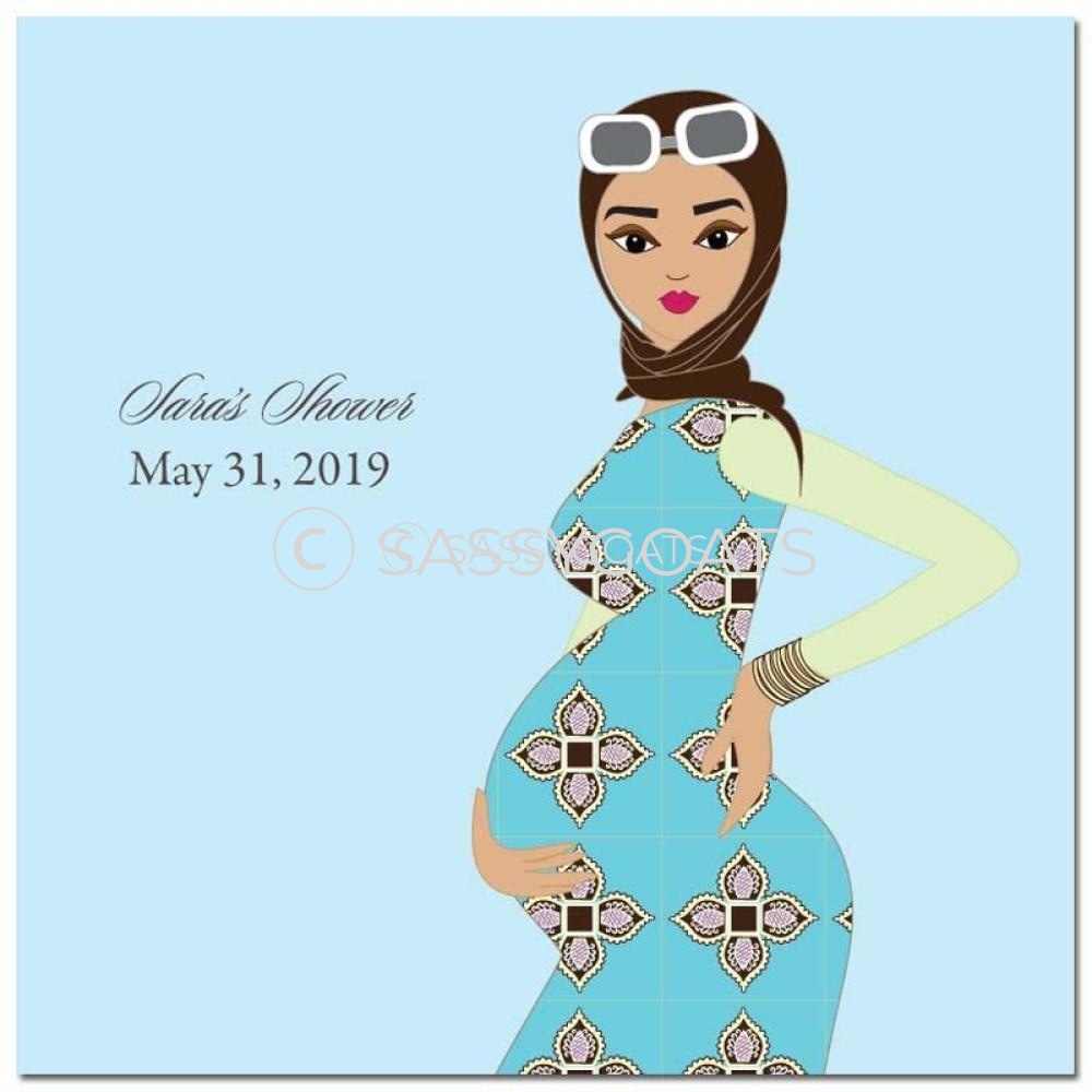 Baby Shower Party And Gift Stickers - Dining Diva Headscarf Hijab