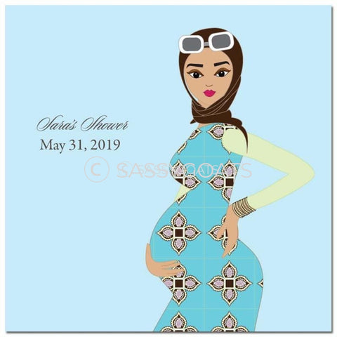 Baby Shower Party And Gift Stickers - Dining Diva Headscarf Hijab