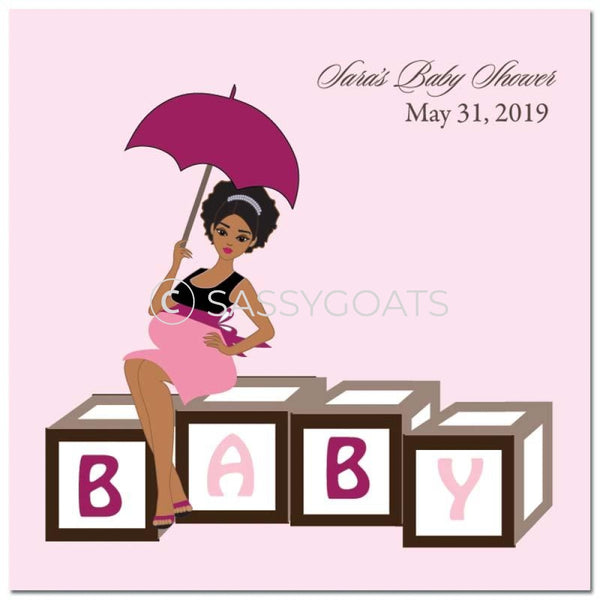 Baby Shower Party And Gift Stickers - Diva Blocks African American
