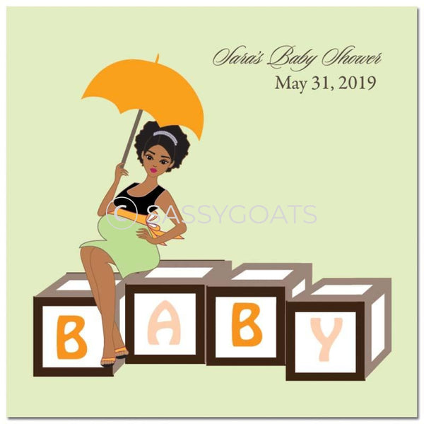 Baby Shower Party And Gift Stickers - Diva Blocks African American