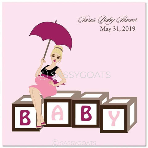 Baby Shower Party And Gift Stickers - Diva Blocks Blonde