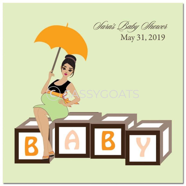 Baby Shower Party And Gift Stickers - Diva Blocks Brunette