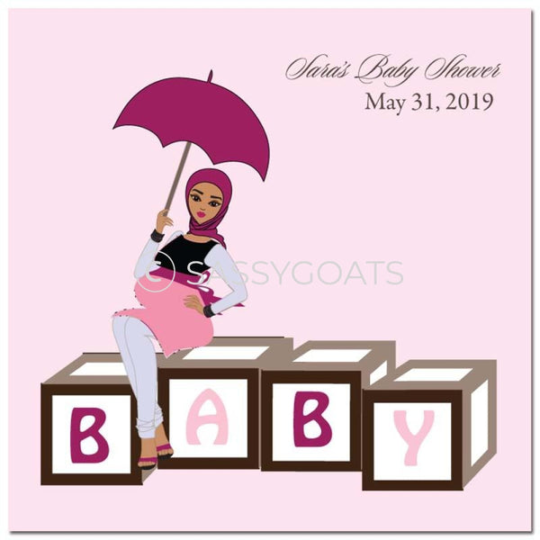 Baby Shower Party And Gift Stickers - Diva Blocks Headscarf Hijab