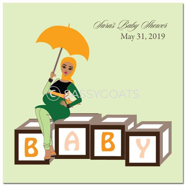 Baby Shower Party And Gift Stickers - Diva Blocks Headscarf Hijab