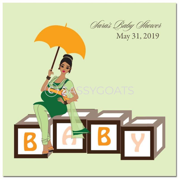 Baby Shower Party And Gift Stickers - Diva Blocks South Asian