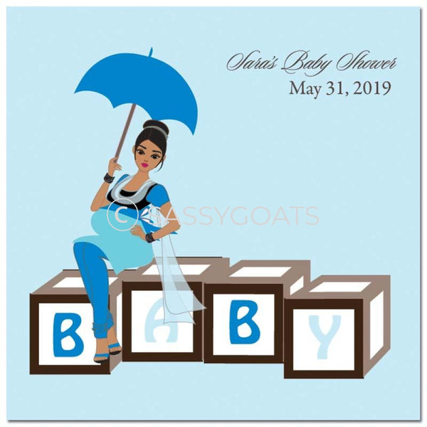 Baby Shower Party And Gift Stickers - Diva Blocks South Asian