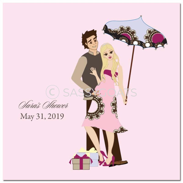 Baby Shower Party And Gift Stickers - Fancy Umbrella Blonde