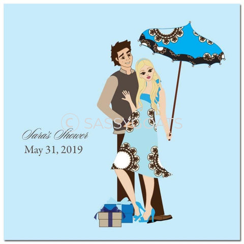 Baby Shower Party And Gift Stickers - Fancy Umbrella Blonde