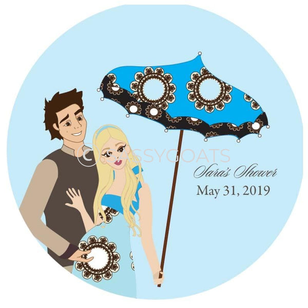Baby Shower Party And Gift Stickers - Fancy Umbrella Blonde