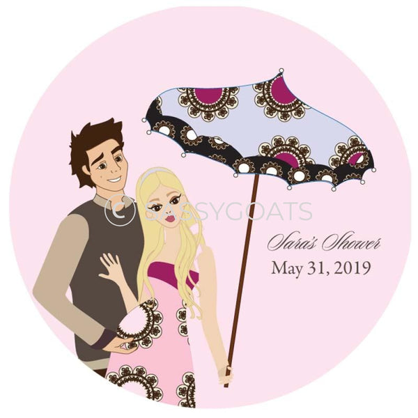 Baby Shower Party And Gift Stickers - Fancy Umbrella Blonde