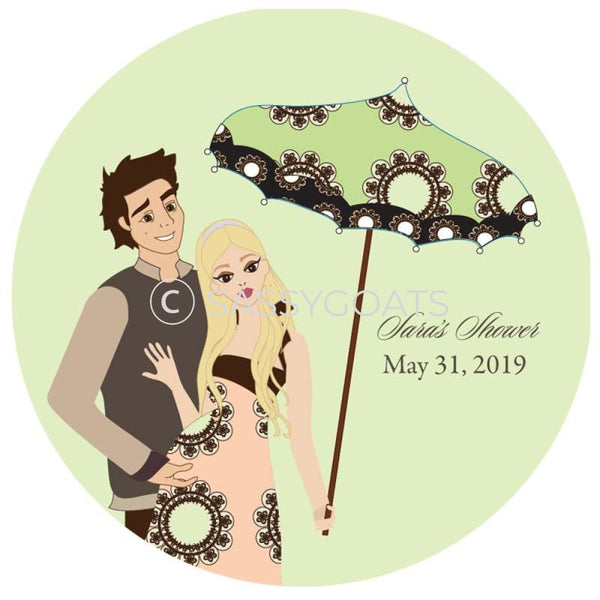 Baby Shower Party And Gift Stickers - Fancy Umbrella Blonde