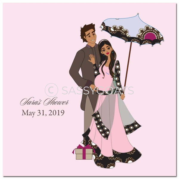 Baby Shower Party And Gift Stickers - Fancy Umbrella South Asian