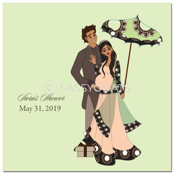 Baby Shower Party And Gift Stickers - Fancy Umbrella South Asian