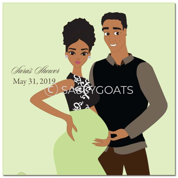 Baby Shower Party And Gift Stickers - Glam Couple African American