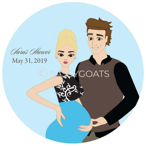 Baby Shower Party And Gift Stickers - Glam Couple Blonde