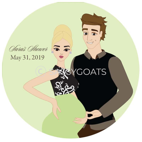 Baby Shower Party And Gift Stickers - Glam Couple Blonde