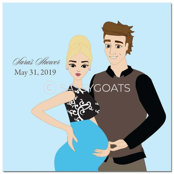 Baby Shower Party And Gift Stickers - Glam Couple Blonde