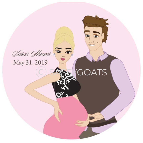 Baby Shower Party And Gift Stickers - Glam Couple Blonde