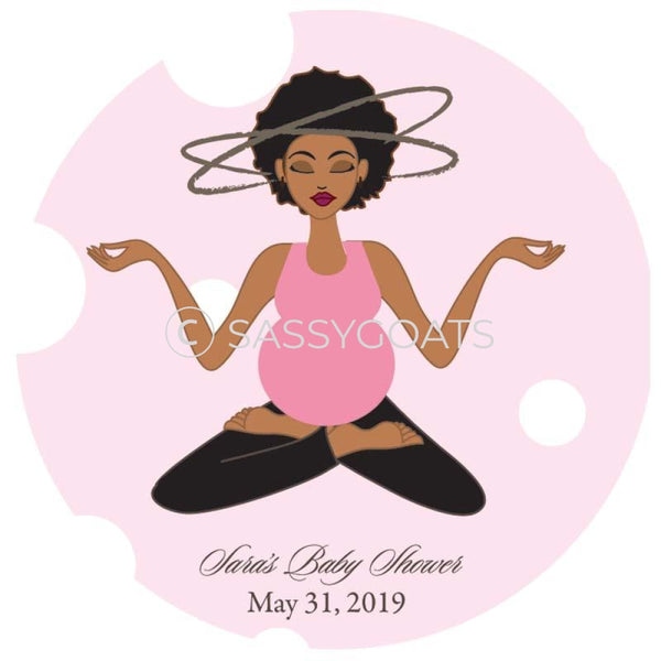 Baby Shower Party And Gift Stickers - Meditating Mommy African American